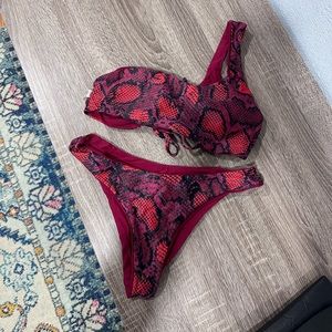 Red snake skin bikini